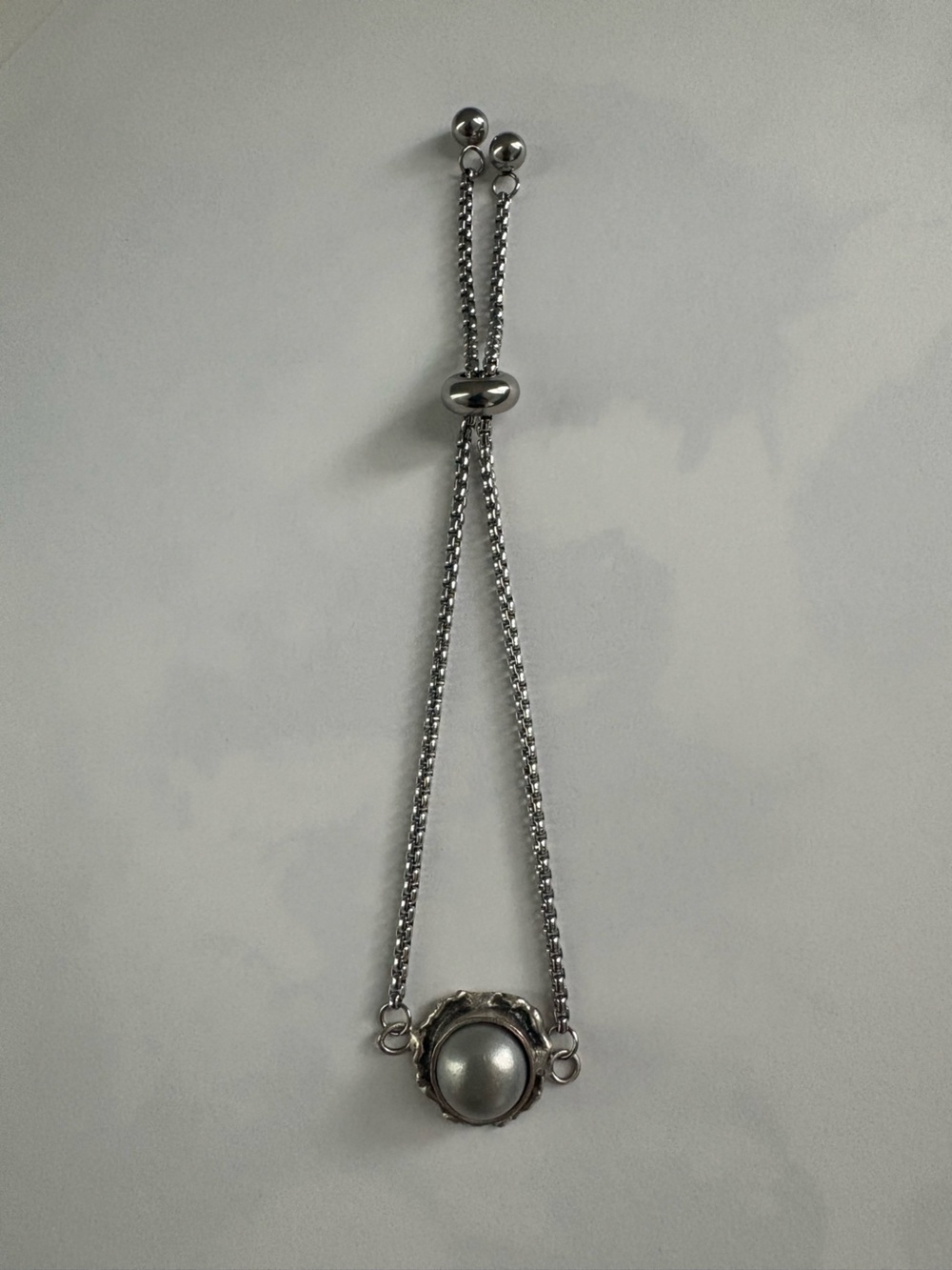 Silver Pearl Slider Bracelet